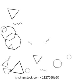 Geometric Memphis Background. Black and White Simple Pattern for Postcard, Print, Banner or Poster. Modern Abstract Background. Vector Texture in Trendy Minimalistic Style
