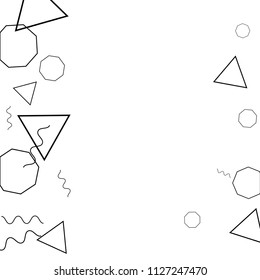 Geometric Memphis Background. Black and White Simple Pattern for Postcard, Print, Banner or Poster. Modern Abstract Background. Vector Texture in Trendy Minimalistic Style

