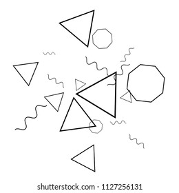 Geometric Memphis Background. Black and White Simple Pattern for Postcard, Print, Banner or Poster. Modern Abstract Background. Vector Texture in Trendy Minimalistic Style
