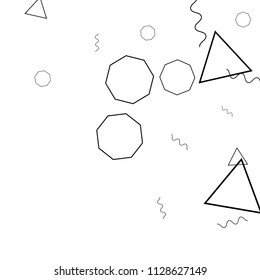Geometric Memphis Background. Black and White Simple Pattern for Postcard, Print, Banner or Poster. Modern Abstract Background. Vector Texture in Trendy Minimalistic Style