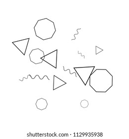 Geometric Memphis Background. Black and White Simple Pattern for Postcard, Print, Banner or Poster. Modern Abstract Background. Vector Texture in Trendy Minimalistic Style