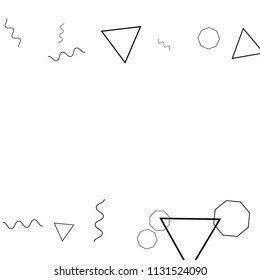 Geometric Memphis Background. Black and White Simple Pattern for Postcard, Print, Banner or Poster. Modern Abstract Background. Vector Texture in Trendy Minimalistic Style