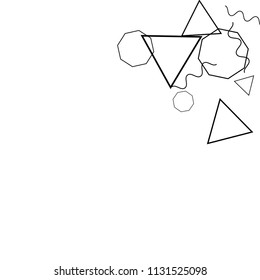 Geometric Memphis Background. Black and White Simple Pattern for Postcard, Print, Banner or Poster. Modern Abstract Background. Vector Texture in Trendy Minimalistic Style