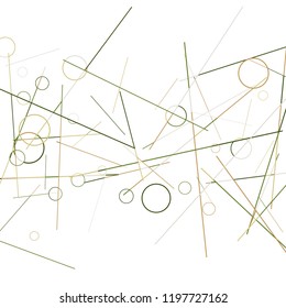 Geometric Memphis Background. Black and White Simple Pattern for Postcard, Print, Banner or Poster. Modern Abstract Background with Rings and Lines. Vector Texture in Trendy Minimalistic Style
