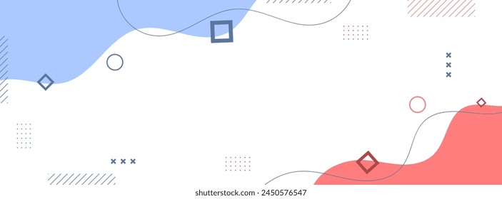 geometric memphis background, blue and red colorf, wave style , shape