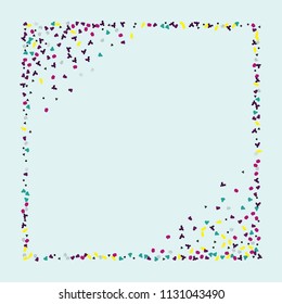 Geometric memphis background with multicolored elements, triangles and circles.