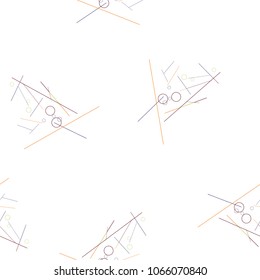 Geometric Memphis Background. Simple Pattern for Postcard, Print, Banner or Poster. Seamless texture. Modern Abstract Background with Rings and Lines. Vector Texture in Trendy Minimalistic Style