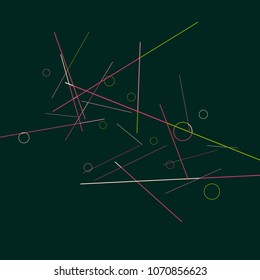 Geometric Memphis Background.  Simple Pattern for Postcard, Print, Banner or Poster. Modern Abstract Background with Rings and Lines. Vector Texture in Trendy Minimalistic Style
