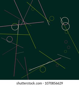 Geometric Memphis Background.  Simple Pattern for Postcard, Print, Banner or Poster. Modern Abstract Background with Rings and Lines. Vector Texture in Trendy Minimalistic Style

