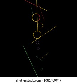 Geometric Memphis Background. Simple Pattern for Postcard, Print, Banner or Poster. Modern Abstract Background with Rings and Lines. Vector Texture in Trendy Minimalistic Style
