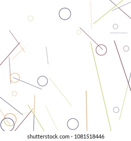 Geometric Memphis Background. Simple Pattern for Postcard, Print, Banner or Poster. Modern Abstract Background with Rings and Lines. Vector Texture in Trendy Minimalistic Style
