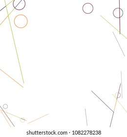 Geometric Memphis Background. Simple Pattern for Postcard, Print, Banner or Poster. Modern Abstract Background with Rings and Lines. Vector Texture in Trendy Minimalistic Style
