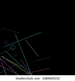 Geometric Memphis Background. Simple Pattern for Postcard, Print, Banner or Poster. Modern Abstract Background with Rings and Lines. Vector Texture in Trendy Minimalistic Style