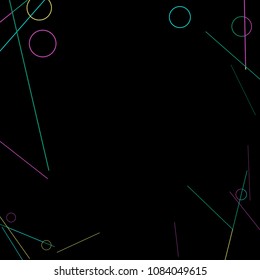 Geometric Memphis Background. Simple Pattern for Postcard, Print, Banner or Poster. Modern Abstract Background with Rings and Lines. Vector Texture in Trendy Minimalistic Style
