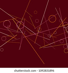 Geometric Memphis Background. Simple Pattern for Postcard, Print, Banner or Poster. Modern Abstract Background with Rings and Lines. Vector Texture in Trendy Minimalistic Style
