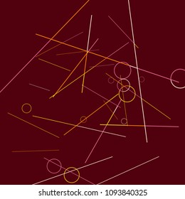 Geometric Memphis Background. Simple Pattern for Postcard, Print, Banner or Poster. Modern Abstract Background with Rings and Lines. Vector Texture in Trendy Minimalistic Style
