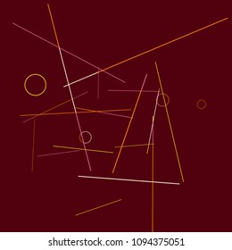 Geometric Memphis Background. Simple Pattern for Postcard, Print, Banner or Poster. Modern Abstract Background with Rings and Lines. Vector Texture in Trendy Minimalistic Style
