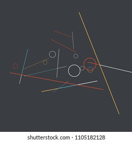 Geometric Memphis Background. Simple Pattern for Postcard, Print, Banner or Poster. Modern Abstract Background with Rings and Lines. Vector Texture in Trendy Minimalistic Style
