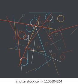 Geometric Memphis Background. Simple Pattern for Postcard, Print, Banner or Poster. Modern Abstract Background with Rings and Lines. Vector Texture in Trendy Minimalistic Style
