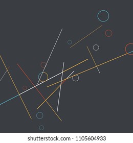 Geometric Memphis Background. Simple Pattern for Postcard, Print, Banner or Poster. Modern Abstract Background with Rings and Lines. Vector Texture in Trendy Minimalistic Style
