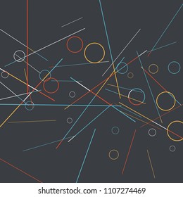 Geometric Memphis Background. Simple Pattern for Postcard, Print, Banner or Poster. Modern Abstract Background with Rings and Lines. Vector Texture in Trendy Minimalistic Style
