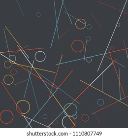Geometric Memphis Background. Simple Pattern for Postcard, Print, Banner or Poster. Modern Abstract Background with Rings and Lines. Vector Texture in Trendy Minimalistic Style

