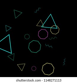 Geometric Memphis Background. Simple Pattern for Postcard, Print, Banner or Poster. Modern Abstract Background. Vector Texture in Trendy Minimalistic Style
