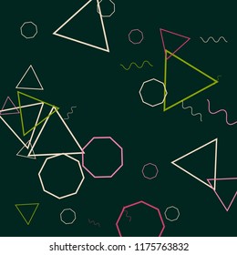 Geometric Memphis Background. Simple Pattern for Postcard, Print, Banner or Poster. Modern Abstract Background. Vector Texture in Trendy Minimalistic Style
