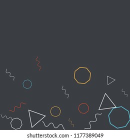 Geometric Memphis Background. Simple Pattern for Postcard, Print, Banner or Poster. Modern Abstract Background. Vector Texture in Trendy Minimalistic Style
