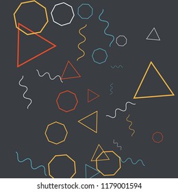 Geometric Memphis Background. Simple Pattern for Postcard, Print, Banner or Poster. Modern Abstract Background. Vector Texture in Trendy Minimalistic Style
