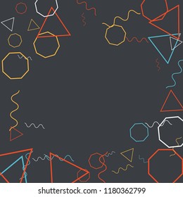 Geometric Memphis Background. Simple Pattern for Postcard, Print, Banner or Poster. Modern Abstract Background. Vector Texture in Trendy Minimalistic Style
