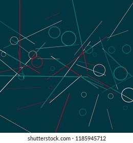 Geometric Memphis Background. Simple Pattern for Postcard, Print, Banner or Poster. Modern Abstract Background with Rings and Lines. Vector Texture in Trendy Minimalistic Style
