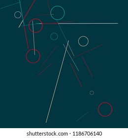 Geometric Memphis Background. Simple Pattern for Postcard, Print, Banner or Poster. Modern Abstract Background with Rings and Lines. Vector Texture in Trendy Minimalistic Style
