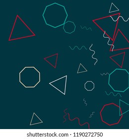 Geometric Memphis Background. Simple Pattern for Postcard, Print, Banner or Poster. Modern Abstract Background. Vector Texture in Trendy Minimalistic Style