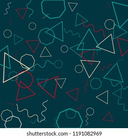 Geometric Memphis Background. Simple Pattern for Postcard, Print, Banner or Poster. Modern Abstract Background. Vector Texture in Trendy Minimalistic Style