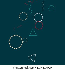 Geometric Memphis Background. Simple Pattern for Postcard, Print, Banner or Poster. Modern Abstract Background. Vector Texture in Trendy Minimalistic Style