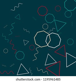 Geometric Memphis Background. Simple Pattern for Postcard, Print, Banner or Poster. Modern Abstract Background. Vector Texture in Trendy Minimalistic Style