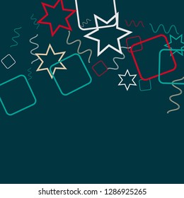 Geometric Memphis Background. Simple Pattern for Postcard, Print, Banner or Poster. Modern Abstract Background with Rings and Lines. Vector Texture in Trendy Minimalistic Style
