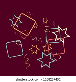 Geometric Memphis Background. Simple Pattern for Postcard, Print, Banner or Poster. Modern Abstract Background with Rings and Lines. Vector Texture in Trendy Minimalistic Style
