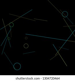 Geometric Memphis Background. Simple Pattern for Postcard, Print, Banner or Poster. Modern Abstract Background with Rings and Lines. Vector Texture in Trendy Minimalistic Style

