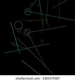 Geometric Memphis Background. Simple Pattern for Postcard, Print, Banner or Poster. Modern Abstract Background with Rings and Lines. Vector Texture in Trendy Minimalistic Style
