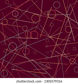 Geometric Memphis Background. Simple Pattern for Postcard, Print, Banner or Poster. Modern Abstract Background with Rings and Lines. Vector Texture in Trendy Minimalistic Style
