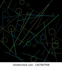 Geometric Memphis Background. Simple Pattern for Postcard, Print, Banner or Poster. Seamless texture. Modern Abstract Background with Rings and Lines. Vector Texture in Trendy Minimalistic Style
