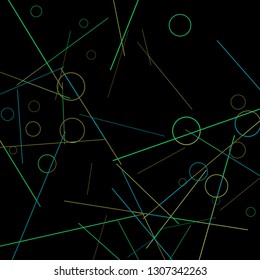 Geometric Memphis Background. Simple Pattern for Postcard, Print, Banner or Poster. Seamless texture. Modern Abstract Background with Rings and Lines. Vector Texture in Trendy Minimalistic Style
