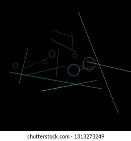 Geometric Memphis Background. Simple Pattern for Postcard, Print, Banner or Poster. Seamless texture. Modern Abstract Background with Rings and Lines. Vector Texture in Trendy Minimalistic Style
