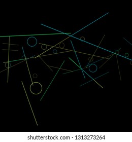 Geometric Memphis Background. Simple Pattern for Postcard, Print, Banner or Poster. Seamless texture. Modern Abstract Background with Rings and Lines. Vector Texture in Trendy Minimalistic Style
