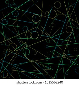 Geometric Memphis Background. Simple Pattern for Postcard, Print, Banner or Poster. Seamless texture. Modern Abstract Background with Rings and Lines. Vector Texture in Trendy Minimalistic Style
