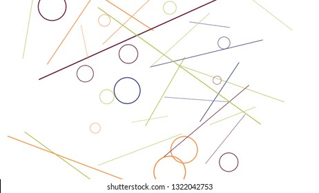 Geometric Memphis Background. Simple Pattern for Postcard, Print, Banner or Poster. Modern Abstract Background with Rings and Lines. Vector Texture in Trendy Minimalistic Style
