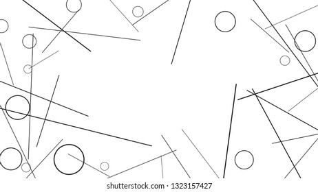 Geometric Memphis Background. Simple Pattern for Postcard, Print, Banner or Poster. Modern Abstract Background with Rings and Lines. Vector Texture in Trendy Minimalistic Style
