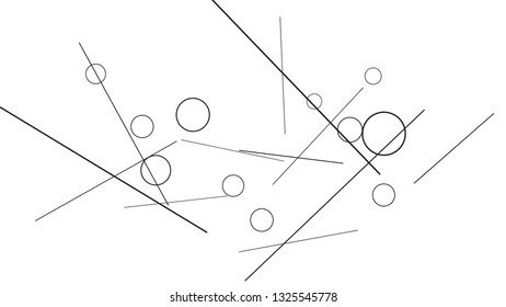 Geometric Memphis Background. Simple Pattern for Postcard, Print, Banner or Poster. Modern Abstract Background with Rings and Lines. Vector Texture in Trendy Minimalistic Style
